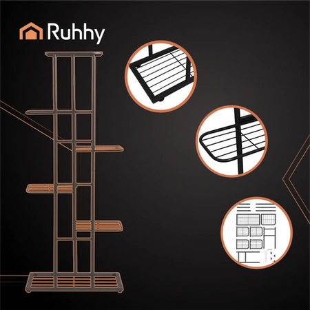 Kwietnik Stojący Metalowy Loft Wysoki na Kwiatki Rośliny Stojak 6-Poziomowy Ruhhy 26040