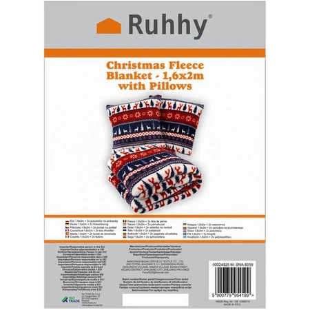 Koc Narzuta Pled na Łóżko Gruby Miękki Ciepły Dwuosobowy Świąteczny 160x200 RUHHY