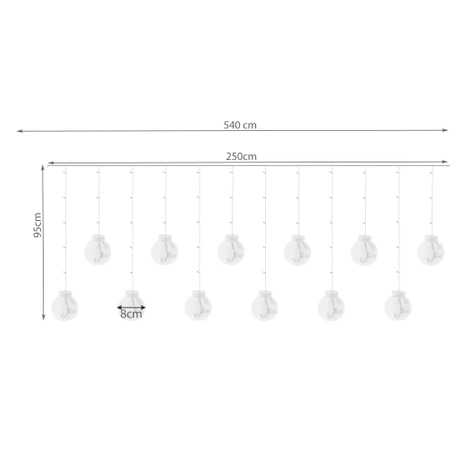 Kurtyna Świetlna do Okna Lampki Choinkowe Kule LED ISO TRADE