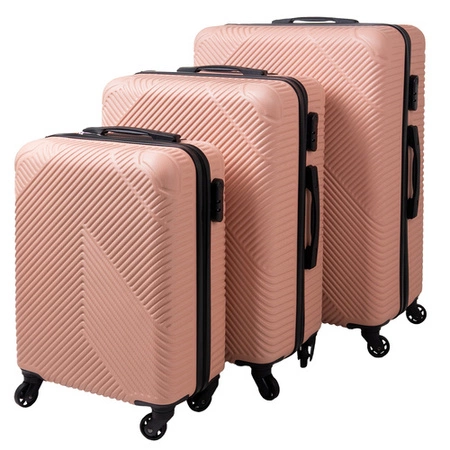 Walizka Podróżna Zestaw Walizek Duża Średnia Mała Walizki na Kółkach Bagaż różowe Trizand 26663