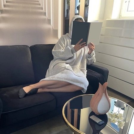 Koc Bluza Oversize Ciepła Gruba Kocobluza Długa 2w1 XXL Futrzak z Kapturem RUHHY