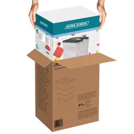 Pojemnik na Klocki Pudełko 29l Organizer z Przegródkami Duży 4 Piętrowy Kruzzel 25758