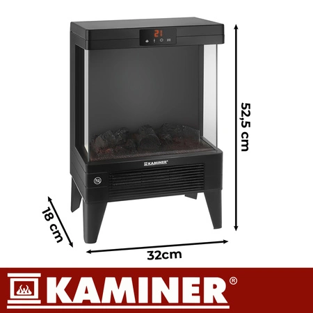 Kominek Elektryczny Wolnostojący 2000W 2 Funkcje Grzejnik Termowentylator Kaminer