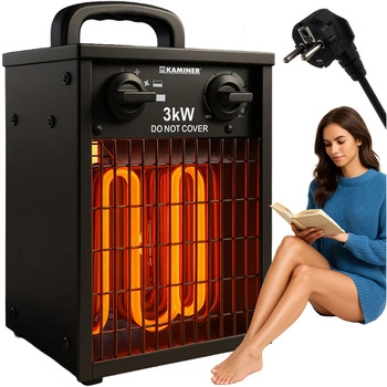 Nagrzewnica Elektryczna 3000W Kaminer Farelka Grzejnik z Termostatem Mocna