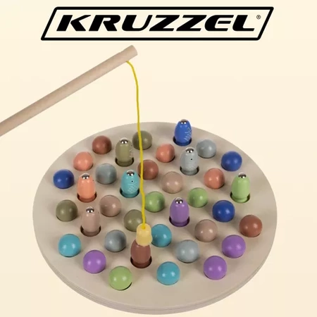 Łowienie Rybek Gra Zręcznościowa Rybki na Magnes Wędki Drewniana Rodzinna KRUZZEL