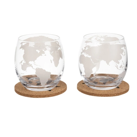 Karafka do Whisky Globus Zestaw 2 Szklanki Podkładki Szczypce Kostki 850 ml MALATEC