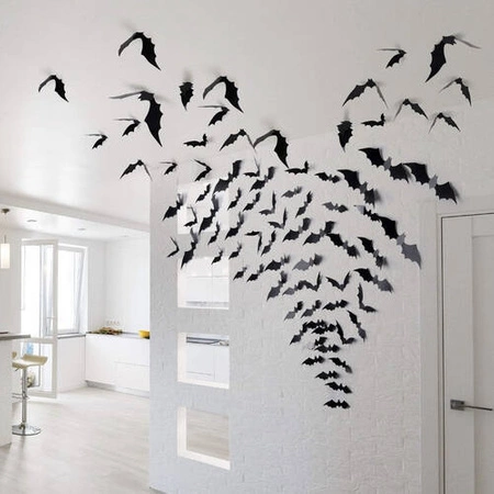 Nietoperz na Halloween Dekoracja Czarny Foliowy Zestaw x 3 Ozdoby Dekoracje MALATEC