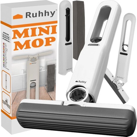 Mop Mini Płaski z Wyciskaczem do Mycia Okien Półek Przenośny + 2 Nakładki RUHHY