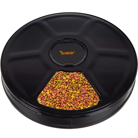 Automatyczny czarny podajnik karmy marki PURLOV