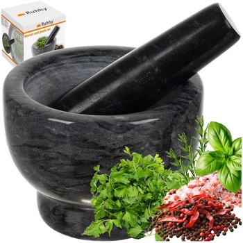 Moździerz Kuchenny z Tłuczkiem Kamienny do Przypraw Ziół Duży Ciężki Marmur RUHHY