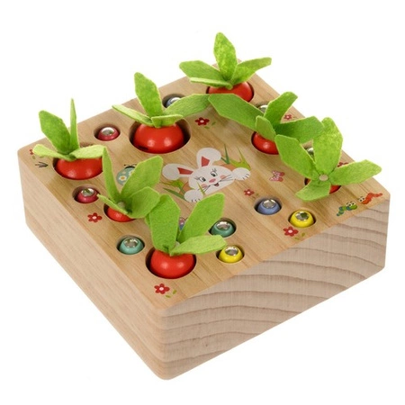 Gra Zręcznościowa Sorter Drewniany Marchewkowy Ogród Montessori dla Dzieci KRUZZEL