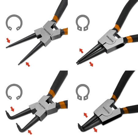 Szczypce do Pierścieni Segera Zacisków Zestaw 4el Szczypiec Zagięte Proste BIGSTREN