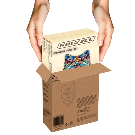 Puzzle Drewniane Układanka Edukacyjna Klocki dla Dzieci Dorosłych Gra Wilk KRUZZEL