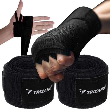 Bandaże Bokserskie Owijki Taśmy 2 x 4m Bandaż Ochraniacz Czarne TRIZAND