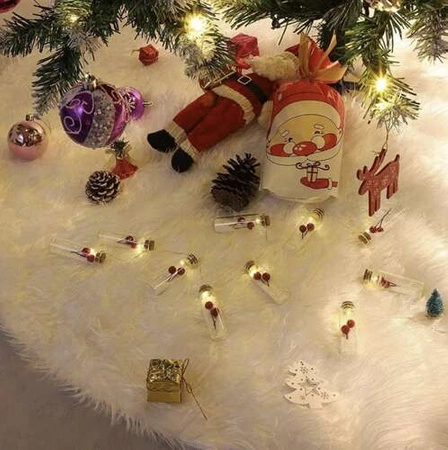 Dywanik pod Choinkę Mata Futerko Biały Dywan 120cm Duży na Prezenty Okrągły RUHHY