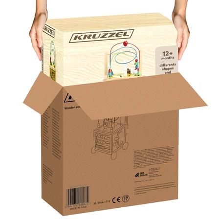 Drewniany Pchacz Chodzik Edukacyjny dla Dzieci Interaktywny Jeździk Kostka KRUZZEL