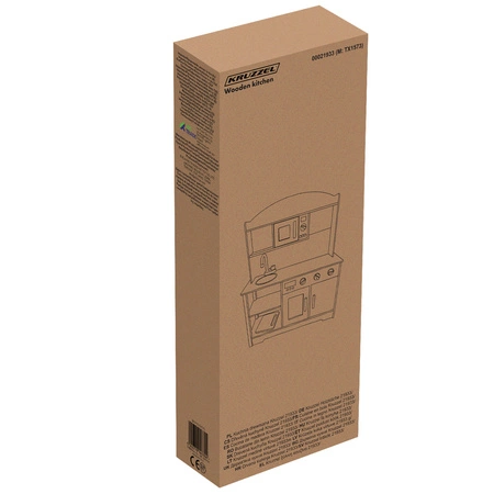 Kuchnia Drewniana dla Dzieci + Akcesoria Kuchenka z Akcesoriami Garnki Kran KRUZZEL