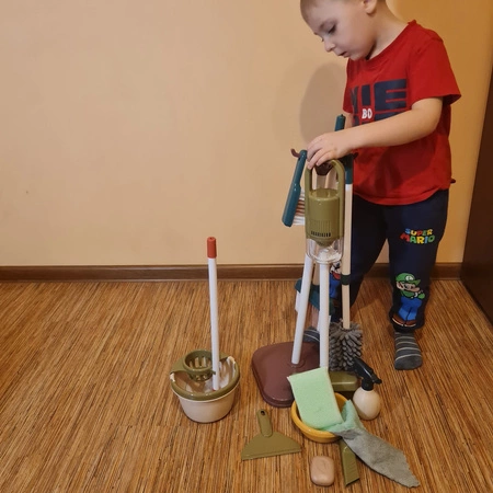 Zestaw do Sprzątania dla Dzieci Odkurzacz Mop Wiaderko Akcesoria AGD 15w1 KRUZZEL