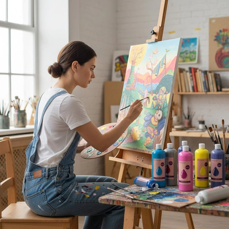 Farby Plakatowe MAALEO 18 Kolorów po 500 ml Szkolne Zestaw w Butelkach 9L