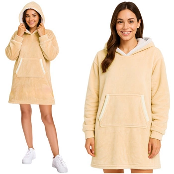 Koc Bluza z Kapturem Oversize Ciepła Gruba Kocobluza Futrzak Duża Długa XXL Ruhhy 26146
