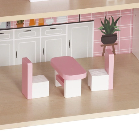 Domek dla Lalek Drewniany Duży Oświetlenie LED Mebelki Akcesoria 3 Poziomy Kruzzel 26364