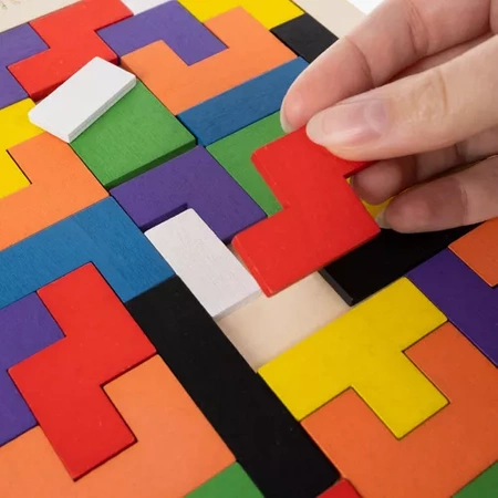 Układanka Puzzle Klocki Drewniane Gra Zabawka Logiczna Edukacyjna 40 el KRUZZEL
