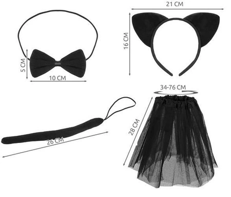Strój Kot Kotka Kotek Kostium Spódniczka Uszy Ogon KRUZZEL