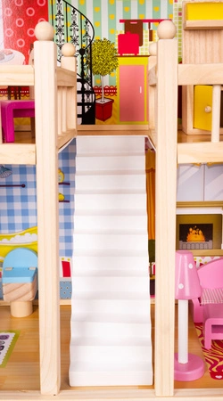 Domek dla Lalek Drewniany Duży + LED Akcesoria Meble Mebelki Zestaw Willa KRUZZEL