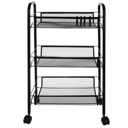 Regał Mobilny na Kółkach Wózek Kuchenny 3 Półki Czarny Szafka Półka Kuchni RUHHY