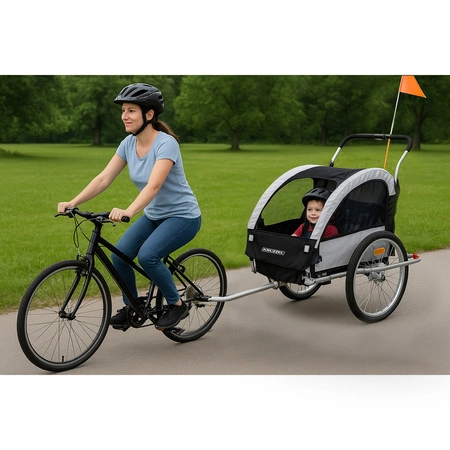 Przyczepka Rowerowa dla Dzieci Jogger Transportowa 3w1 do Roweru 2 Osobowa KRUZZEL