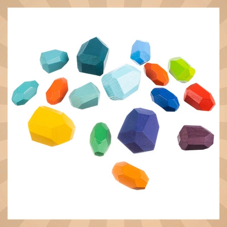 Klocki Drewniane Kruzzel Kamienie - zestaw 16 sztuk, kolorowe, trwałe 26323