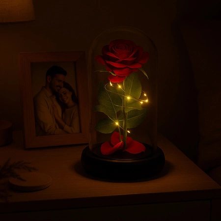 Wieczna Róża w Szkle LED Świecąca Prezent na Dzień Matki Mamy w Pudełku XL Ruhhy 25682