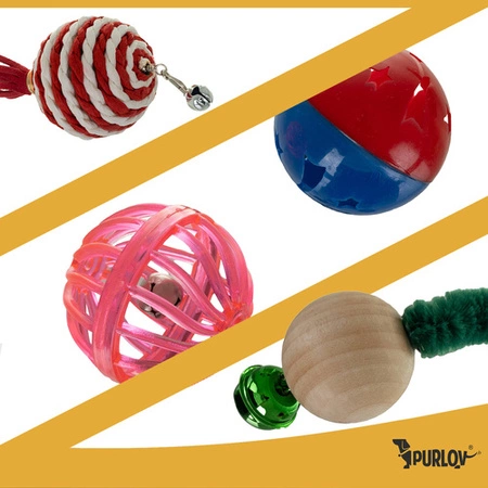 Zabawki dla Kota PURLOV Zestaw Zabawek na Święta 6el Piłki Sprężynki Pompon
