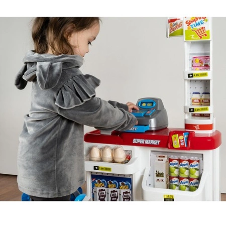 Supermarket Sklep Kasa dla Dzieci Stragan + Wózek Koszyk z Akcesoria Duży ISO TRADE