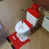 Łazienkowy Zestaw Świąteczny Dywanik WC Mikołaj Pokrowiec Święty Łazienki RUHHY