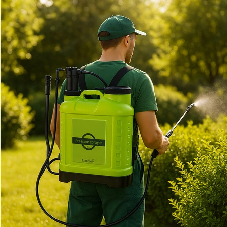 Opryskiwacz Ciśnieniowy Ręczny Ogrodowy Długi Zasięg Lanca + Wąż 170cm 16l Gardlov 25569