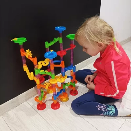 Tor Kulkowy Kulodrom Duży Zestaw XXL Kulki 30 Kulek Zjeżdżalnia Edukacyjne KRUZZEL