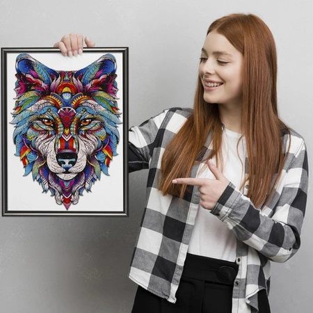 Puzzle Drewniane Układanka Edukacyjna Klocki dla Dzieci Dorosłych Gra Wilk KRUZZEL