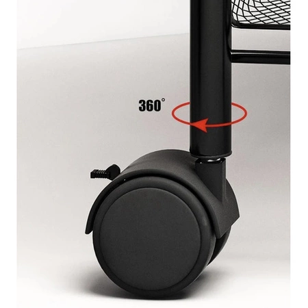 Regał Mobilny na Kółkach Wózek Kuchenny 3 Półki Czarny Szafka Półka Kuchni RUHHY