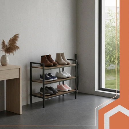 Regał na Buty Ruhhy Trzy Półki Organizer do Przedpokoju 79cm Loft Stojak