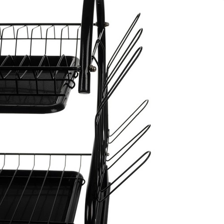 Suszarka do Naczyń Ociekacz Dwupoziomowa Stojąca Czarna Duża na Sztućce RUIHHY