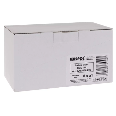 8 x Świeczki Zestaw Biała Świeca Walec 10cm Bispol