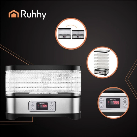 Suszarka do Grzybów Owoców Warzyw Ziół Duża Tacki + Maty Sita Nóż Szczypce Ruhhy 25929