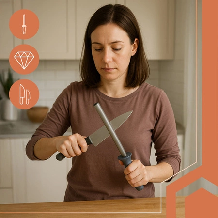 Ostrzałka Diamentowa do Noży Musak Diamentowy Pręt Ostrzący Stalka Osełka Ruhhy 26153