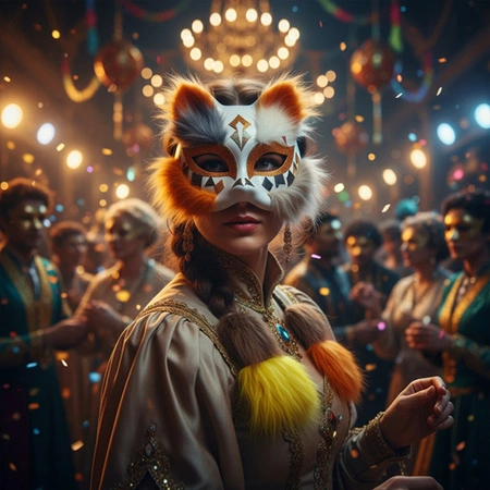 Maska Kota na Twarz MAALEO do Malowania DIY 6x Maski Futerko Filc Therian 26570