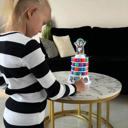 Gra Zręcznościowa dla Dzieci Rodzinna Wieża z Kulkami Pingwin na Wieży Kule KRUZZEL