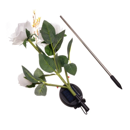 Lampa Solarna Róża Wbijana LED Ogrodowa Świecąca 3 Sztuczne Kwiaty Solarne GARDLOV 25282