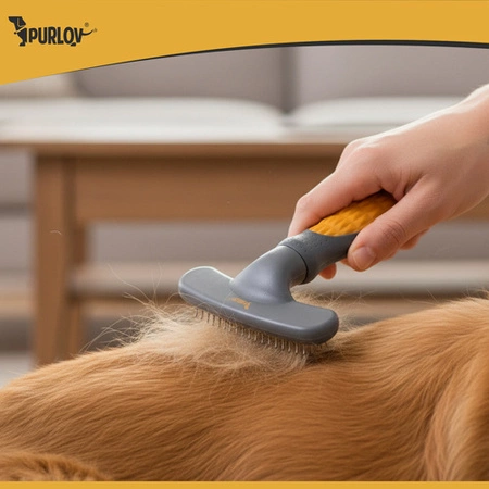 Grzebień z obrotowymi zębami Purlov dla psa kota Dwurzędowa szczotka