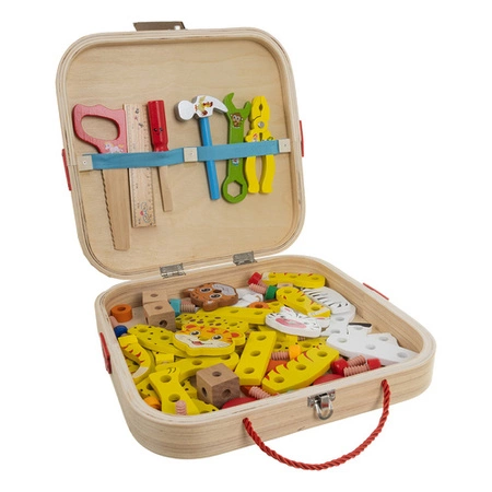 Drewniana Skrzynka Narzędziowa dla Dzieci Zestaw Majsterkowicza Narzędzia Kruzzel 26581