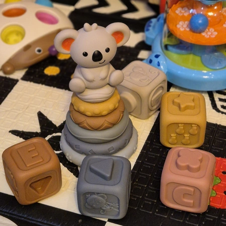 Klocki Sensoryczne Miękkie Gumowe Kreatywne Gryzaki Zestaw Wieża dla Dzieci KRUZZEL